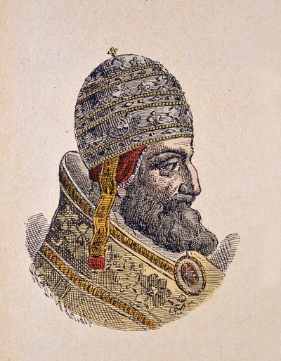 Portrait of Pope Leo XI, 1898 (engraving with later colouration) by Italian School